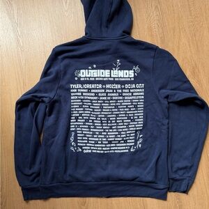 Bella Canvas Navy Blue Outside Lands Festival Hoodie with White Backprint